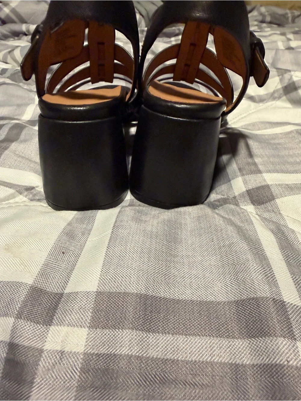 gentle souls Black Strappy Leather Slingback Sandals